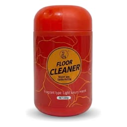 عبوة بلاستيكية حمراء أسطوانية لمنظف أرضيات بودرة، عليها ليبل أصفر مكتوب عليه 'FLOOR CLEANER' و 'NET 220g' على خلفية بيضاء. - view 1